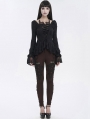 Black Vintage Gothic Sexy Lace Fitted Irregular Shirt for Women