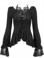 Black Vintage Gothic Sexy Lace Fitted Irregular Shirt for Women