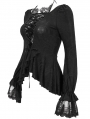 Black Vintage Gothic Sexy Lace Fitted Irregular Shirt for Women