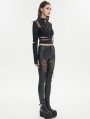 Black Gothic Punk Street Wear Bandage Crop Top for Women