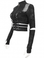 Black Gothic Punk Street Wear Bandage Crop Top for Women