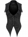 Black Gothic Vintage Lace Trim Button Front Waistcoat for Women