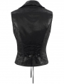 Black Gothic Vintage Lace Trim Button Front Waistcoat for Women