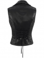 Black Gothic Vintage Lace Trim Button Front Waistcoat for Women