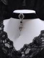 Black Gothic Dark Retro Crystal Bird Skull Beak Velvet Choker