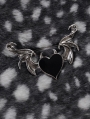 Victorian Retro Gothic Dark Devil Heart Bat Wing Brooch