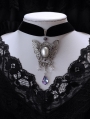 Black Gothic Engraved Butterfly Wing Crystal Pendant Choker