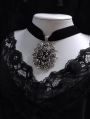 Black Gothic Skull Embossed Rose Wreath Pendant Velvet Choker