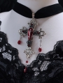 Black Gothic Vintage Velvet Bloody Cross Pendant Choker