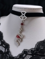 Dark Punk Retro Gothic Pentagram Snake Pendant Velvet Choker