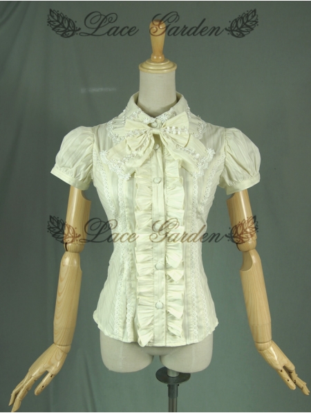 Ivory Short Sleeves Sweet Lolita Blouse - Devilnight.co.uk