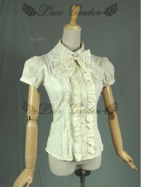 Ivory Short Sleeves Sweet Lolita Blouse - Devilnight.co.uk