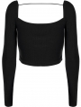 Black Gothic Street Fashion Long Sleeve Short Fitted T-Shirt for Women