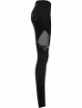 Black Gothic Punk Splicing Mesh Long Leggings for Women