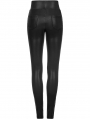 Black Gothic Street Fashion Cross Buckle Long Leather Pants for Women