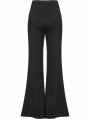 Black Gothic Daily Wear Spliced Faux Leather Long Flared Pants for Women