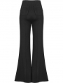 Black Gothic Daily Wear Spliced Faux Leather Long Flared Pants for Women