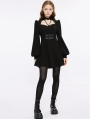 Black Gothic Punk Street Fashion Long Sleeve Short Dress