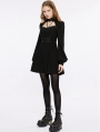 Black Gothic Punk Street Fashion Long Sleeve Short Dress