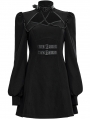 Black Gothic Punk Street Fashion Long Sleeve Short Dress