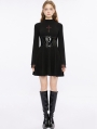 Black Gothic Cross Embroidered Basic Fit A Line Short Dress