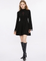 Black Gothic Cross Embroidered Basic Fit A Line Short Dress