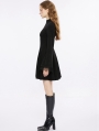 Black Gothic Cross Embroidered Basic Fit A Line Short Dress