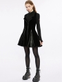 Black Gothic Velvet Daily Wear Front Zippered Short Tube Dress