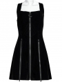 Black Gothic Velvet Daily Wear Front Zippered Short Tube Dress