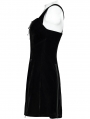 Black Gothic Velvet Daily Wear Front Zippered Short Tube Dress