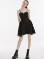 Black Gothic Corset Style Street Fashion Short Slip Dress