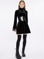 Black Gothic Vintage Velvet Long Sleeve Short Dress