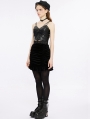 Black Gothic Drawstring Sheath Velvet Short Ruffled Skirt