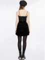 Black Gothic Drawstring Sheath Velvet Short Ruffled Skirt