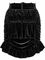 Black Gothic Drawstring Sheath Velvet Short Ruffled Skirt