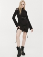 Black Gothic Sexy Drawstring Long Sleeve Short Slim Night Club Dress