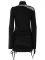 Black Gothic Sexy Drawstring Long Sleeve Short Slim Night Club Dress