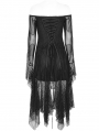 Black Gothic Off-the-Shoulder Asymmetrical Gauze Long Dress