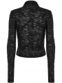 Black Gothic Hollow Shoulder Long Sleeve T-Shirt for Women