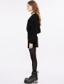 Black Gothic Daily Wear Loose V-neck Short Sweater for Women