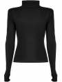 Black Gothic Punk Techwear Style Basic Long Sleeve T-Shirt for Women