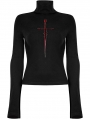 Black Gothic Cross Embroidery Long Sleeves T-Shirt for Women