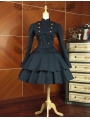 Black Long Sleeves Gothic Lolita Trench Coat Dress