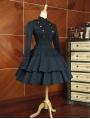 Black Long Sleeves Gothic Lolita Trench Coat Dress