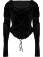 Black Gothic Velvet Cute Long Sleeves Top for Women