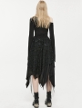 Black Gothic Street Fashion One Side Off Shoulder Asymmetrical T-Shirt for Women