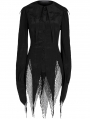Black Gothic Bat Pointed Collar Spliced Mesh Shirt for Women