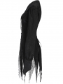 Black Gothic Bat Pointed Collar Spliced Mesh Shirt for Women