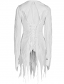 White Gothic Bat Pointed Collar Spliced Mesh Shirt for Women