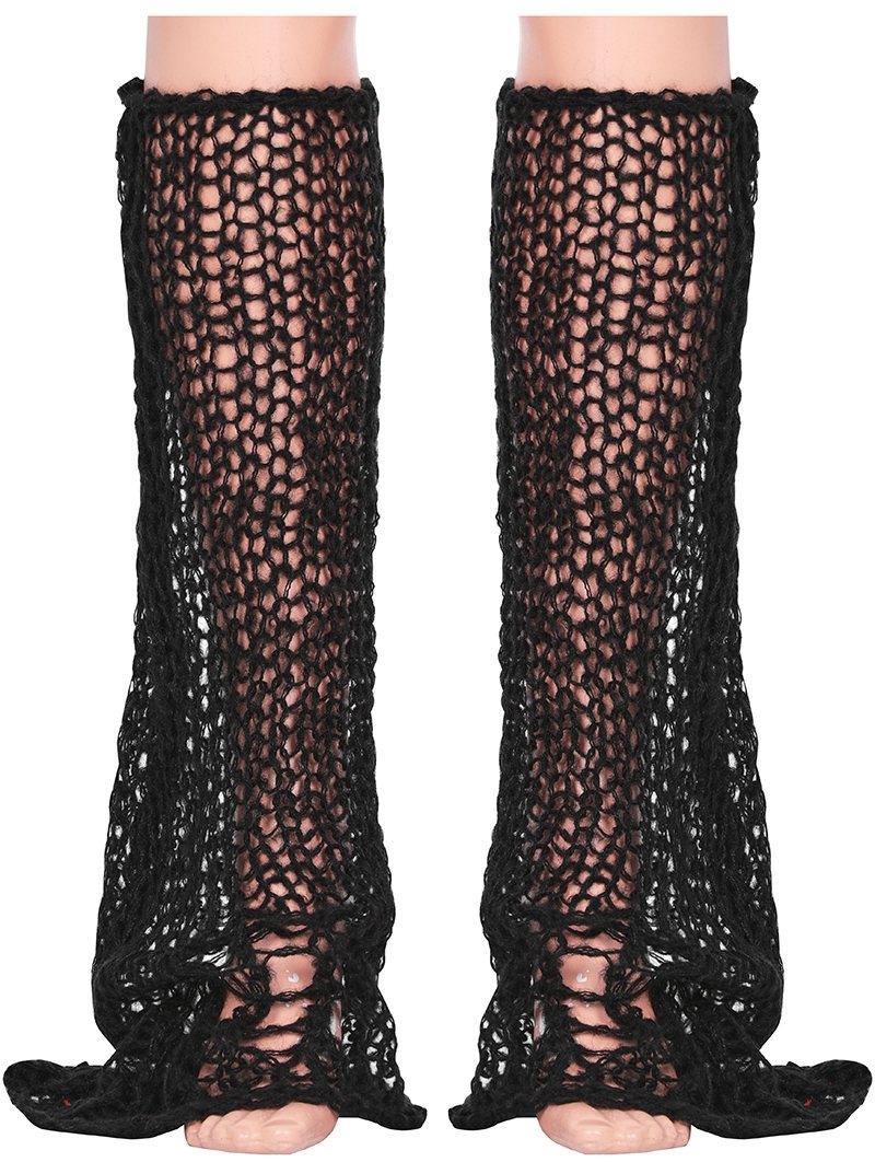 Black Gothic Street Fashion Flare Leg Warmers for Women